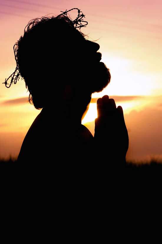 Jesus Christ, praying to His Father in Gethsemane, bearing the sins of the world