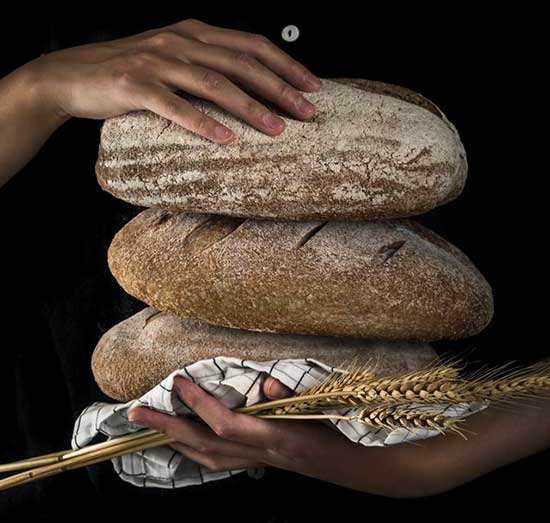 Loaves of bread, reminding us of the loaves Jesus used to feed people