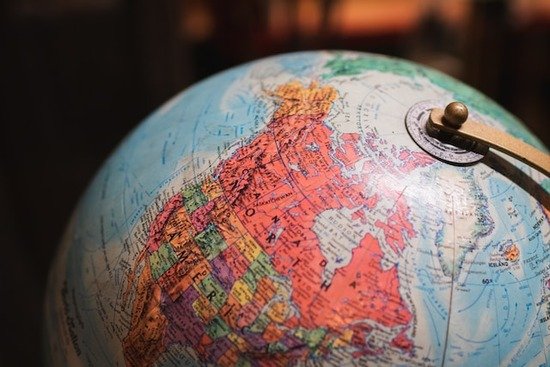 A globe showing North America, where Ellen White frequently traveled to churches and camp meetings to speak